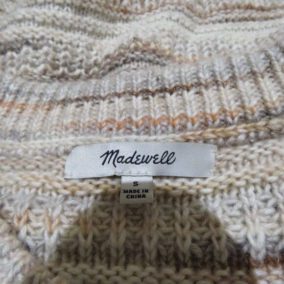 MADEWELL Space-Dyed Canton Pullover Sweater Marled Harvest Small Neutral Grandma - Picture 13 of 14